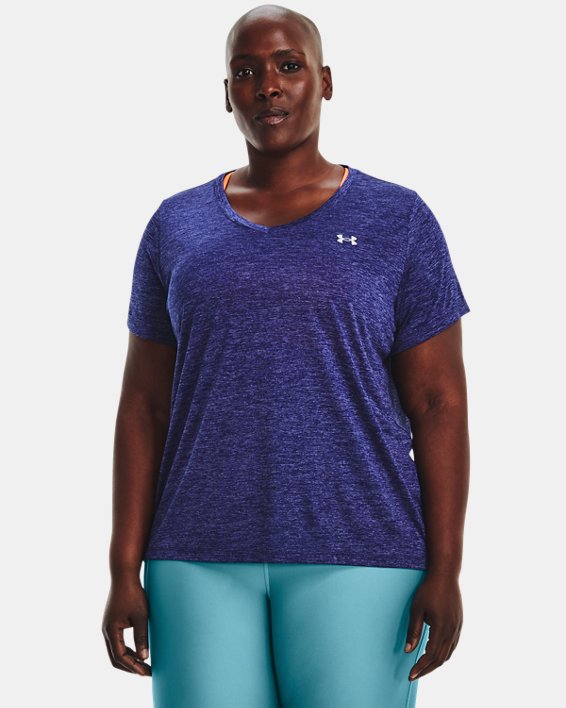 Women's UA Tech™ Twist V-Neck Short Sleeve, Blue, pdpMainDesktop image number 0